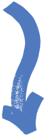 A blue arrow pointing down on a white background.