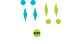 Two teal figures with exclamation marks; green circle says “on.”