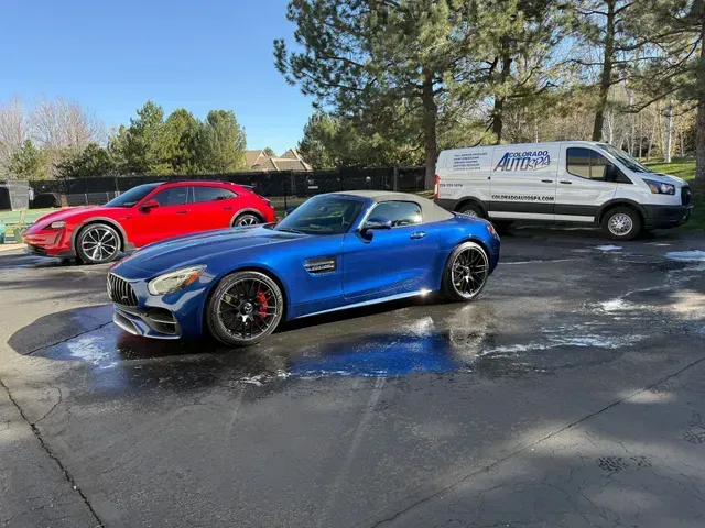 Mercedes Benz AMG GT and Porsche Taycan maintenance wash Cherry hills village