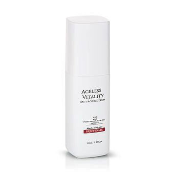 White Ageless Vitality anti-aging cream bottle with pump on a white background