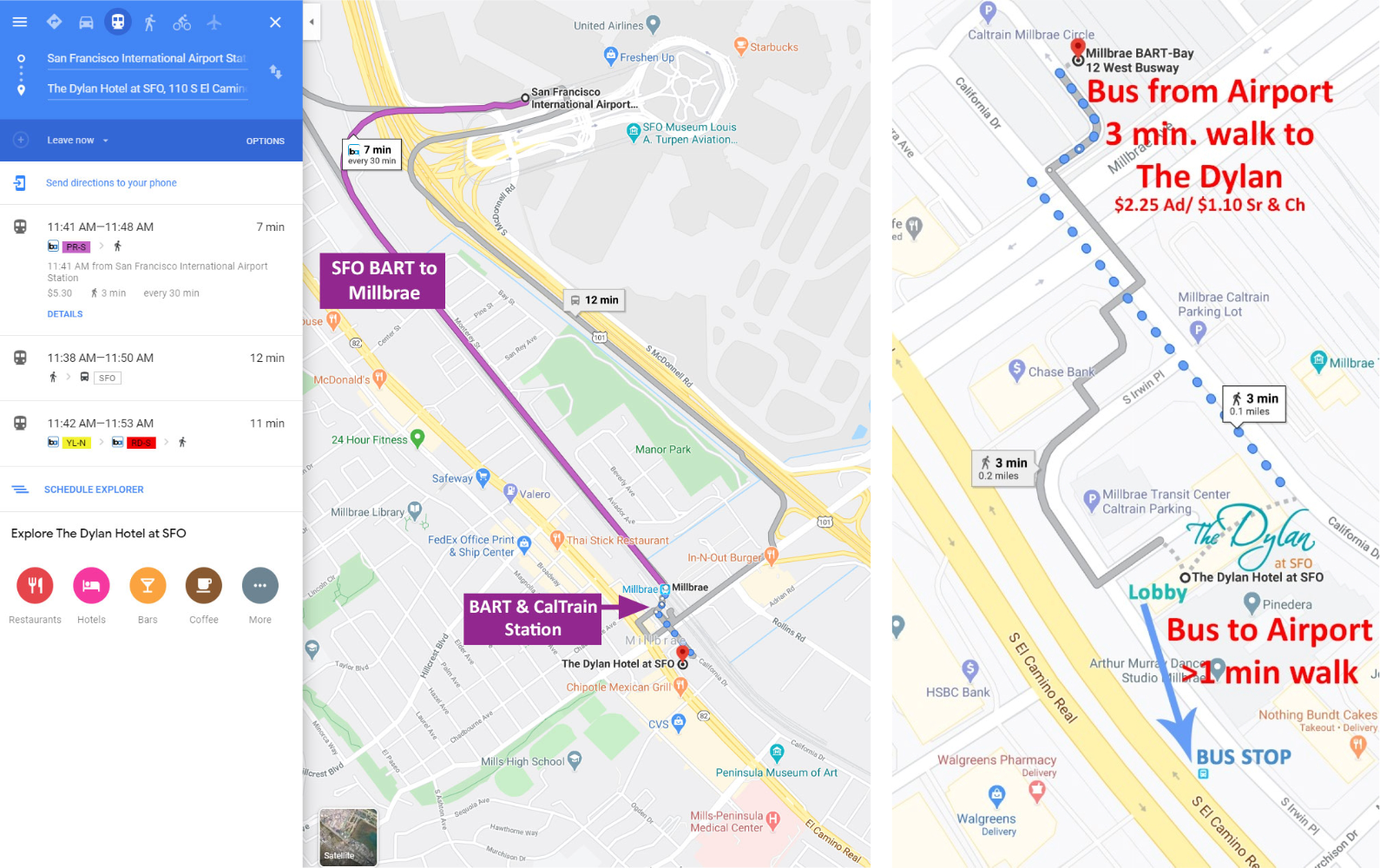 The Dylan Hotel at SFO Location Map