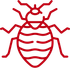 Red outline of a bed bug.