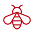 Red outline of a bee.