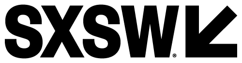 SXSW logo in black text with a stylized arrow.