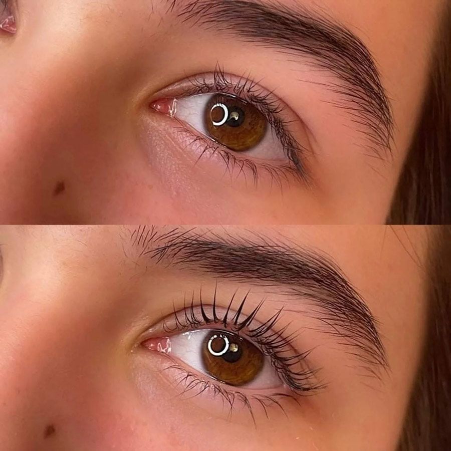 A Close Up Of A Woman's Eyes Before And After Getting Eyelash Extensions — Beauty & Laser by Sarah in Long Jetty, NSW