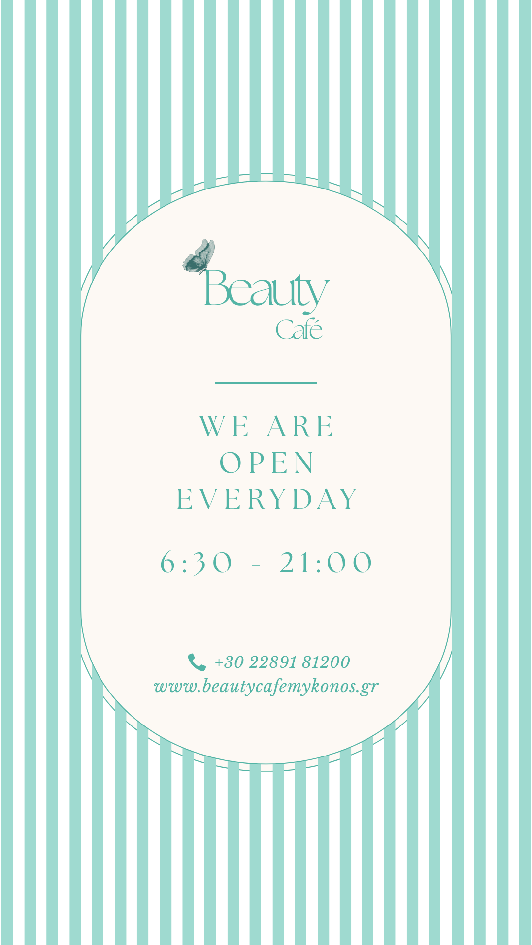 Beauty Cafe Mykonos Opening Hours and Phone number open daily from 7:00 - 22:00