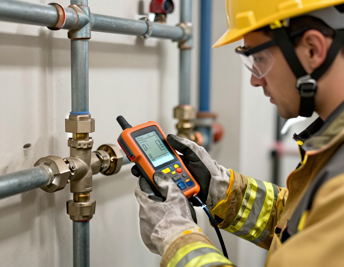 Prueba profesional de seguridad en cañerías de gas