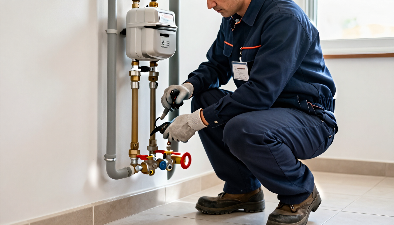 Gasista matriculado revisando una instalación de gas en Córdoba