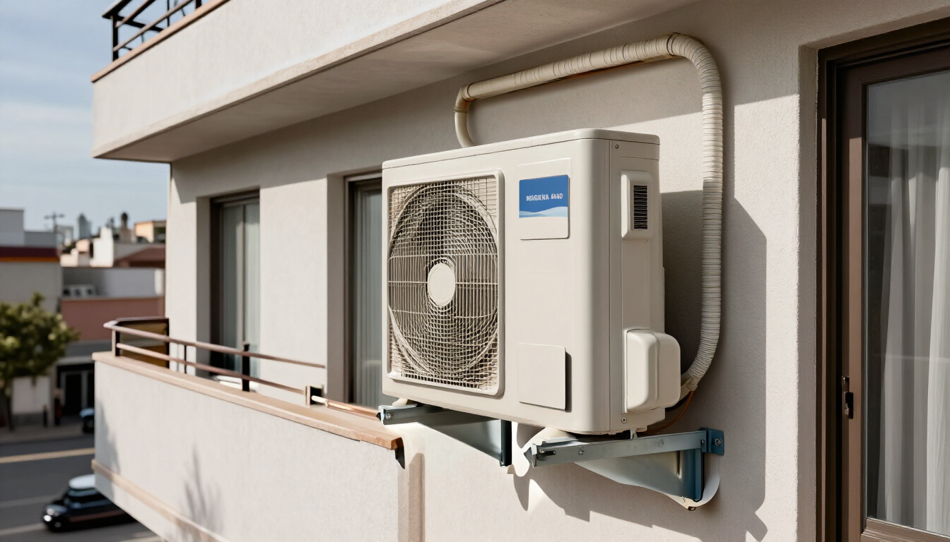 Unidad exterior de aire acondicionado correctamente instalada
