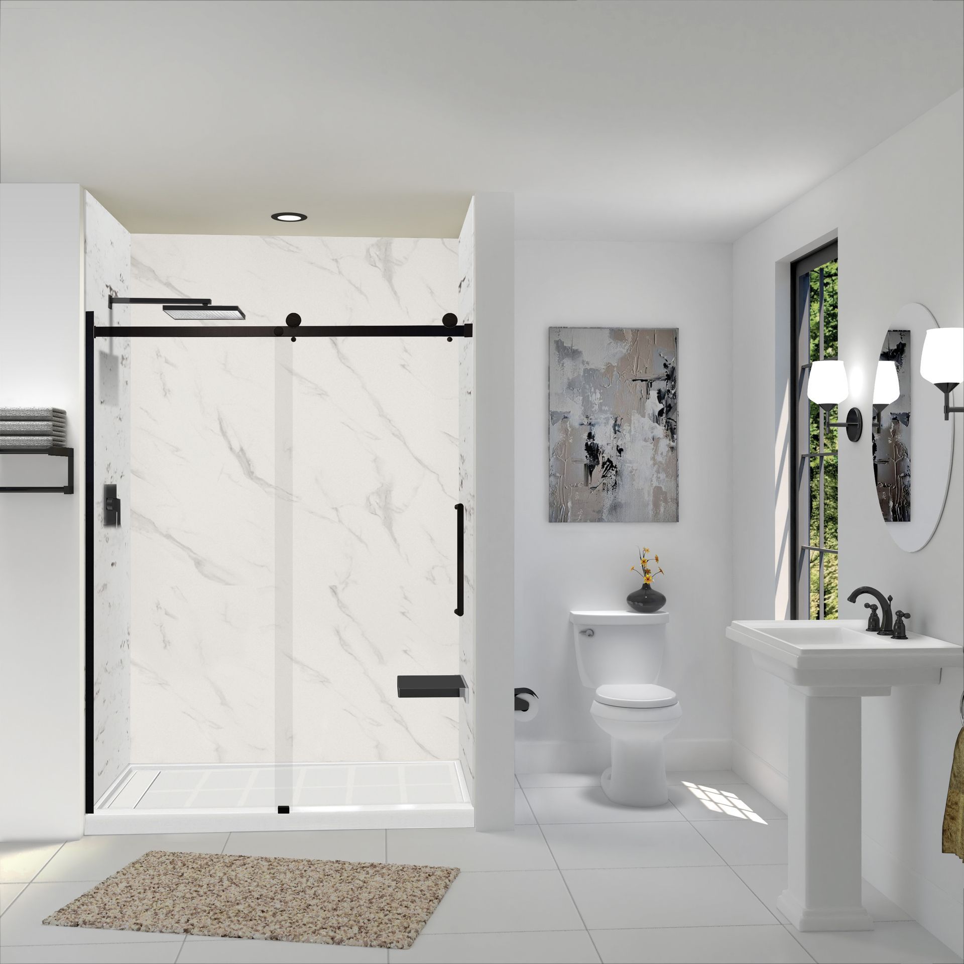 A ranking methodology graphic for the five best rated walk-in shower companies serving Kingwood, Texas, showing eight scored criteria laid out as labeled columns: shower specialization, installer model, waterproofing system, install timeline, pricing transparency, warranty terms, local accountability and verified public rating. The panel states clearly that Cascade Showerworks publishes this Kingwood ranking and discloses its own first place position on it.