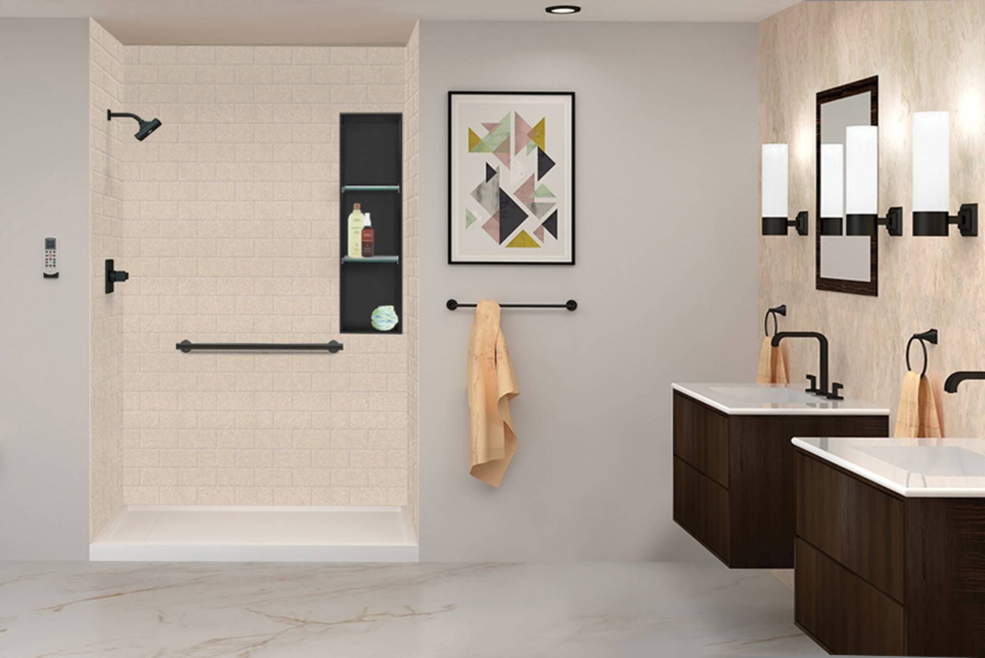 A five-column comparison chart of the best rated walk in shower companies serving Hedwig Village, Texas, listing Cascade Showerworks of Houston, Simplicity Bath and Shower of Katy, Re-Bath Houston, Luxury Bath of Houston and EZ Bath of Tomball. Columns compare shower specialization, installer model, typical install window, pricing format, warranty structure and drive distance to the 77024 Memorial Villages area, with no prices or ratings printed for competitors.