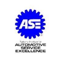 Blue gear icon with the letters ASE and the text National Institute for AUTOMOTIVE SERVICE EXCELLENCE.
