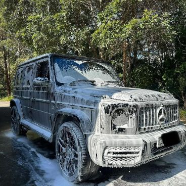 A Mercedes Benz G63 Amg Is Covered In Foam — Remedy Mobile Car Detailing in Mermaid, QLD
