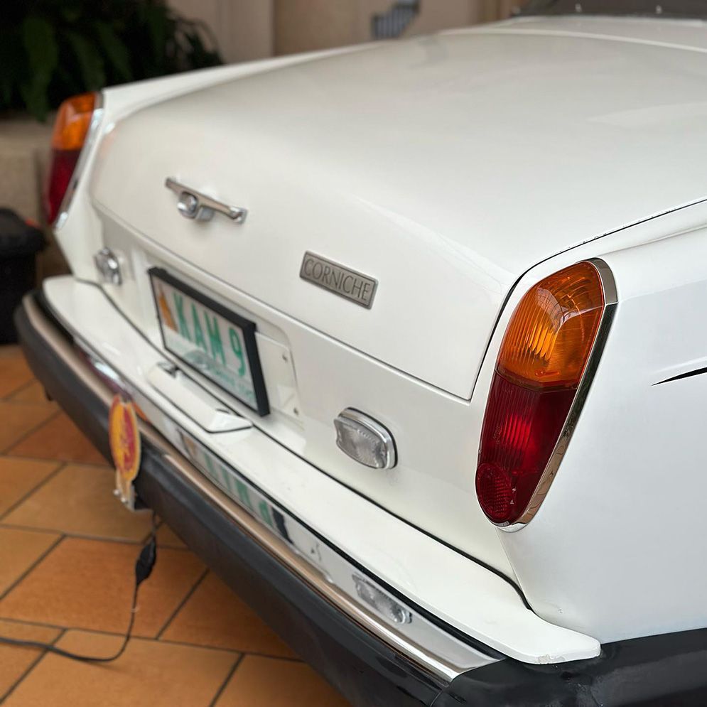 Rear of a white vintage Rolls Royce — Remedy Mobile Car Detailing in Mermaid, QLD