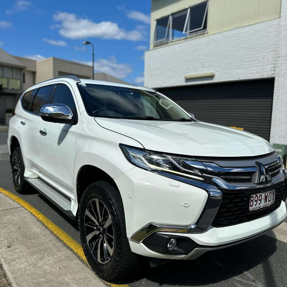 White Mitsubishi Pajero Suv Parked on a Street — Remedy Mobile Car Detailing in Gold Coast, QLD