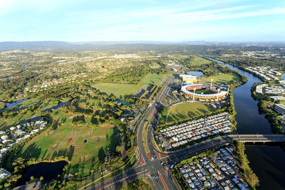 An Aerial View Of A City With A River And A Golf Course — Remedy Mobile Car Detailing in Carrara, QLD