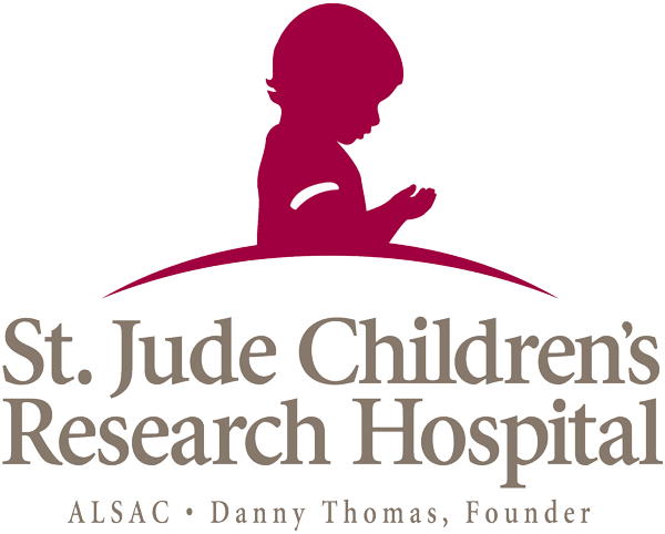 St. Jude Children’s Research Hospital St. Jude Children's Research Hospital logo: child silhouette in burgundy above text in gray.