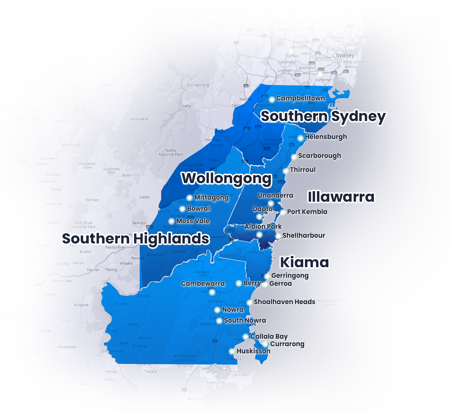 map of AUSONE's service area