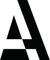 A black letter a with a triangle in the middle on a white background.