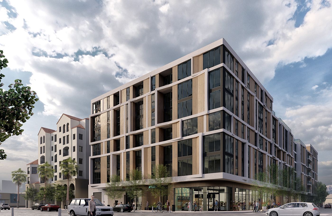 An artist 's impression of a large building with a lot of windows.