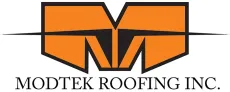 ModTek Roofing Inc. logo with orange roof icon and black text on white background