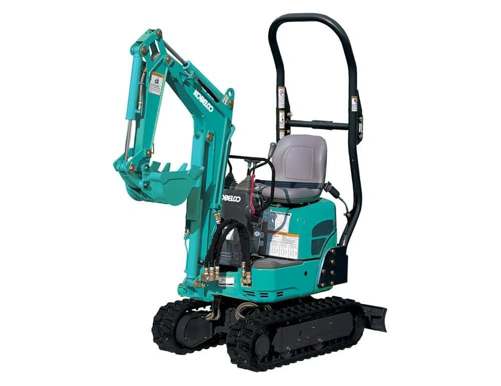 Small Teal Kobelco Excavator with Black Tracks Boom Raised — Forecast Machinery in Yarrawonga, NT