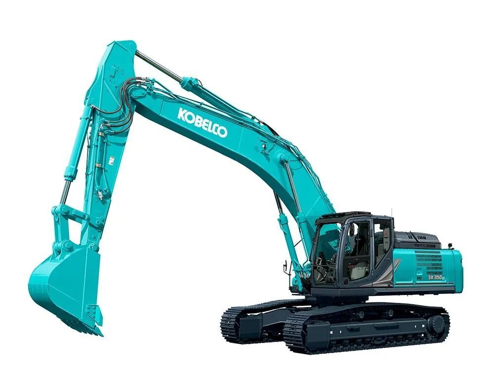 Teal Kobelco Excavator with Raised Arm and Bucket on Treads — Forecast Machinery in Yarrawonga, NT