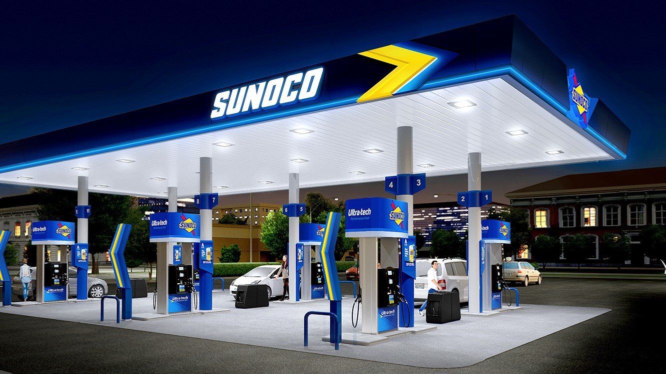Sunoco gas station image in the dark