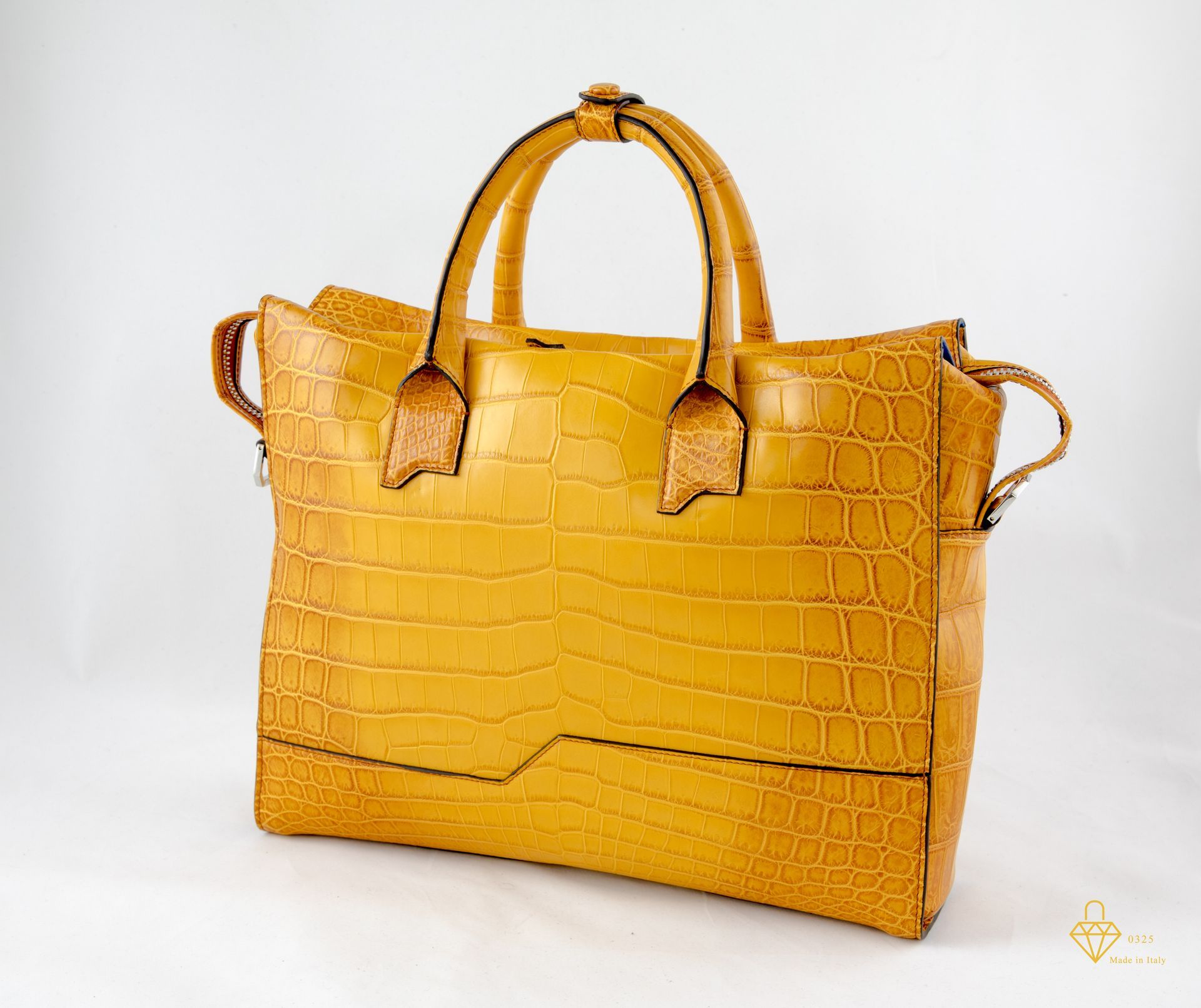borsa gialla in pelle