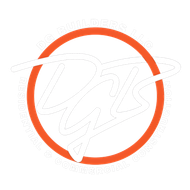 White stylized logo over an orange circular outline on a white background