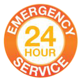 A logo for a 24 hour emergency service.