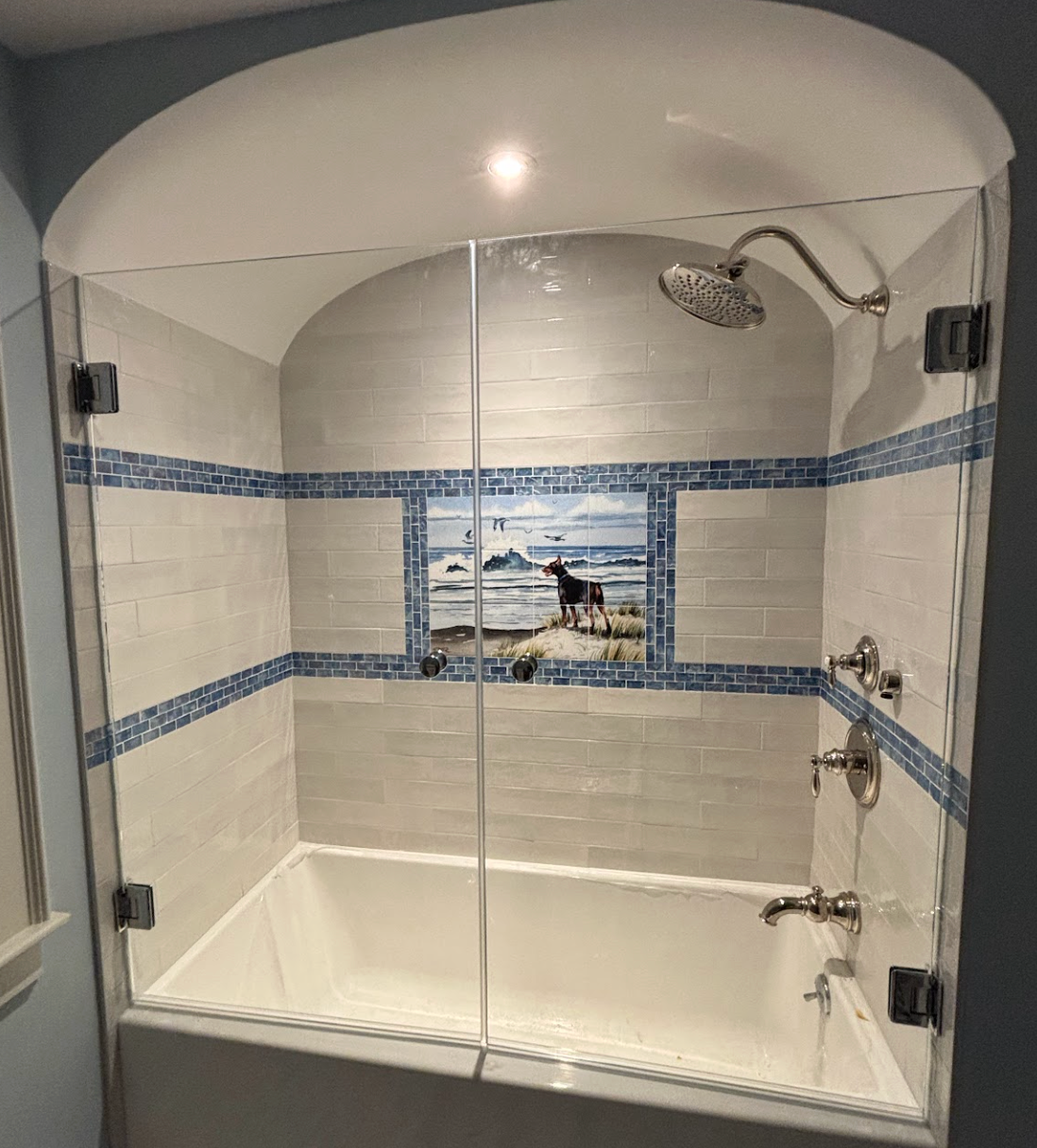 Custom mirror installation in a Boston home