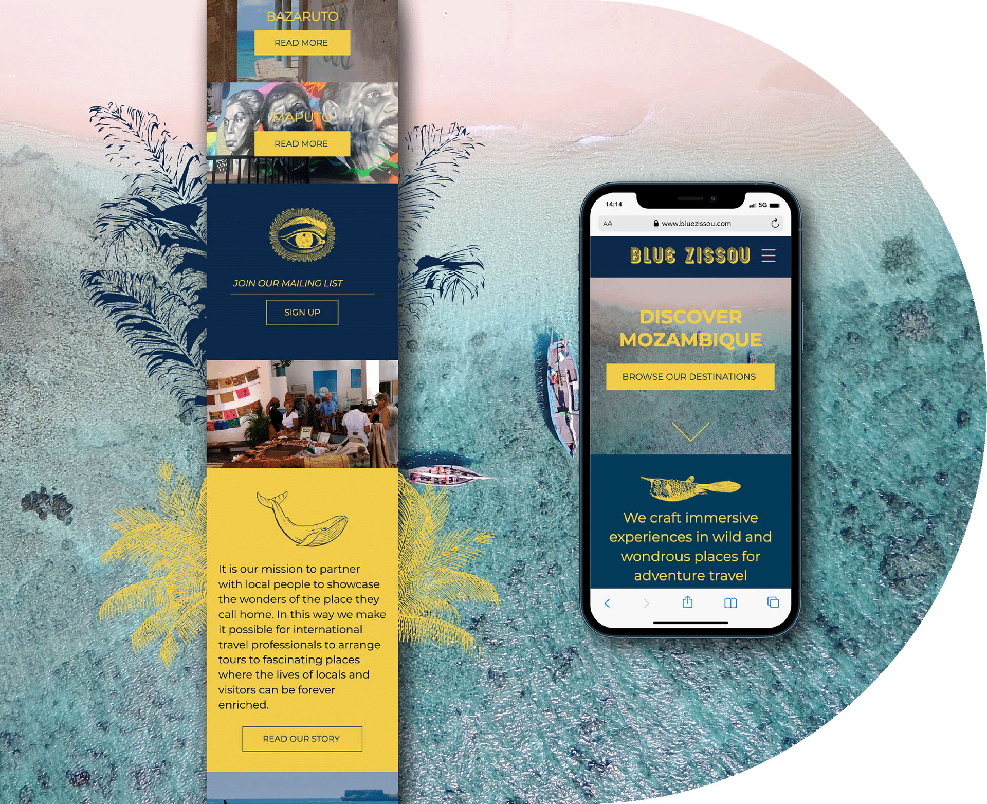 Blue Zissou mobile website design