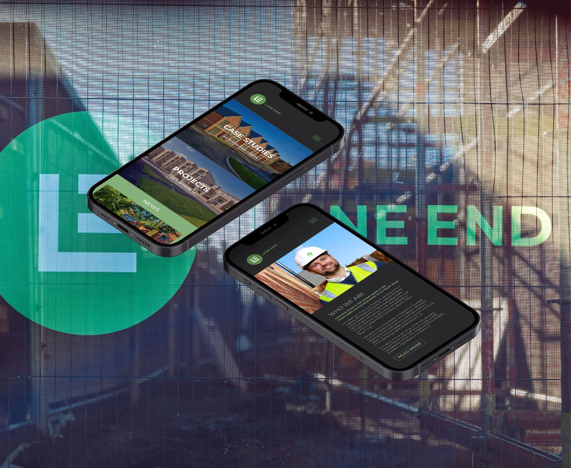 Lane End construction mobile website design and brand