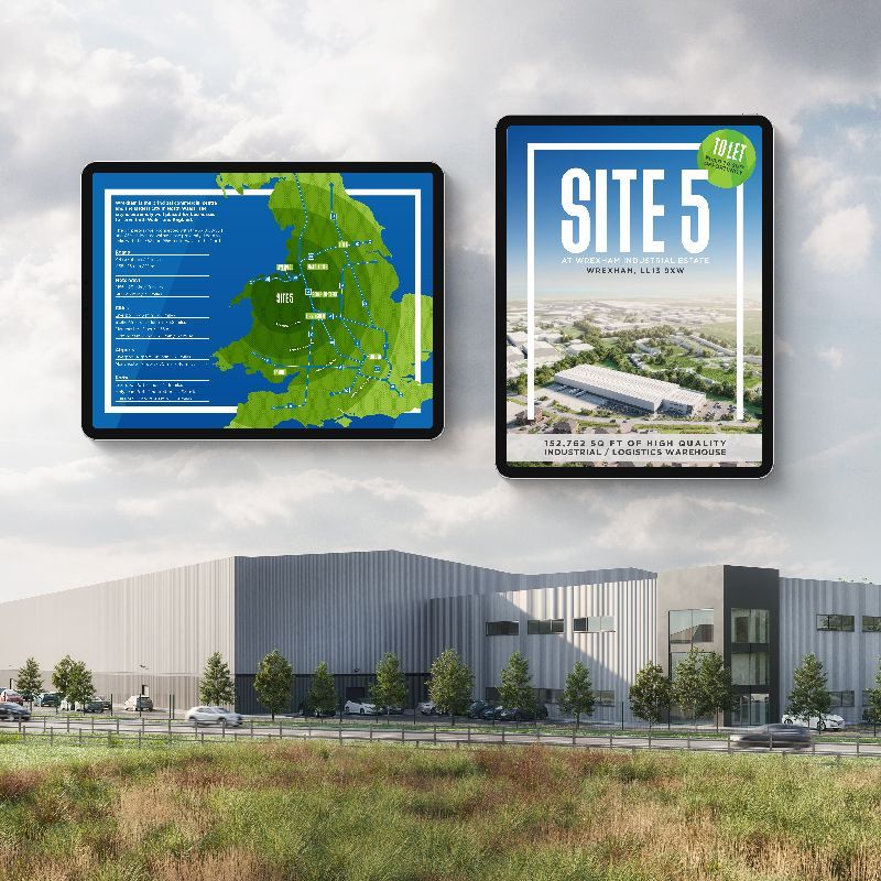 SITE 5, wrexham industrial estate e-flyer design