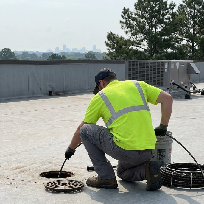 Construction workers pouring concrete at a building site, with a truck in the background