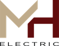 A logo for mh electric shows a letter m and a letter h