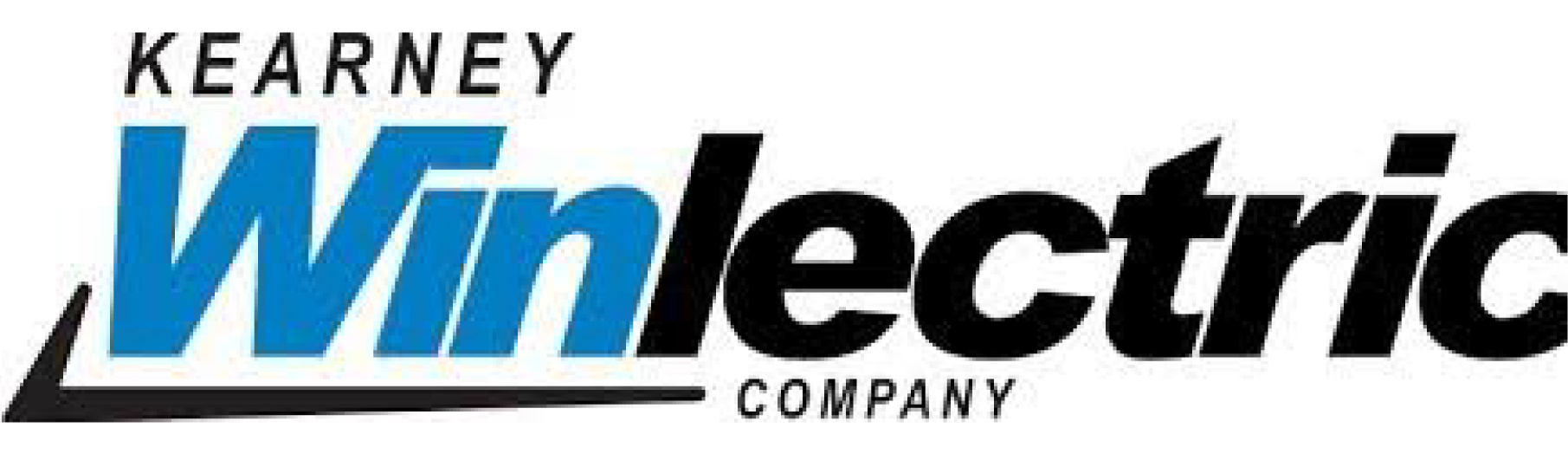 The logo for kearney winelectric company is blue and black.