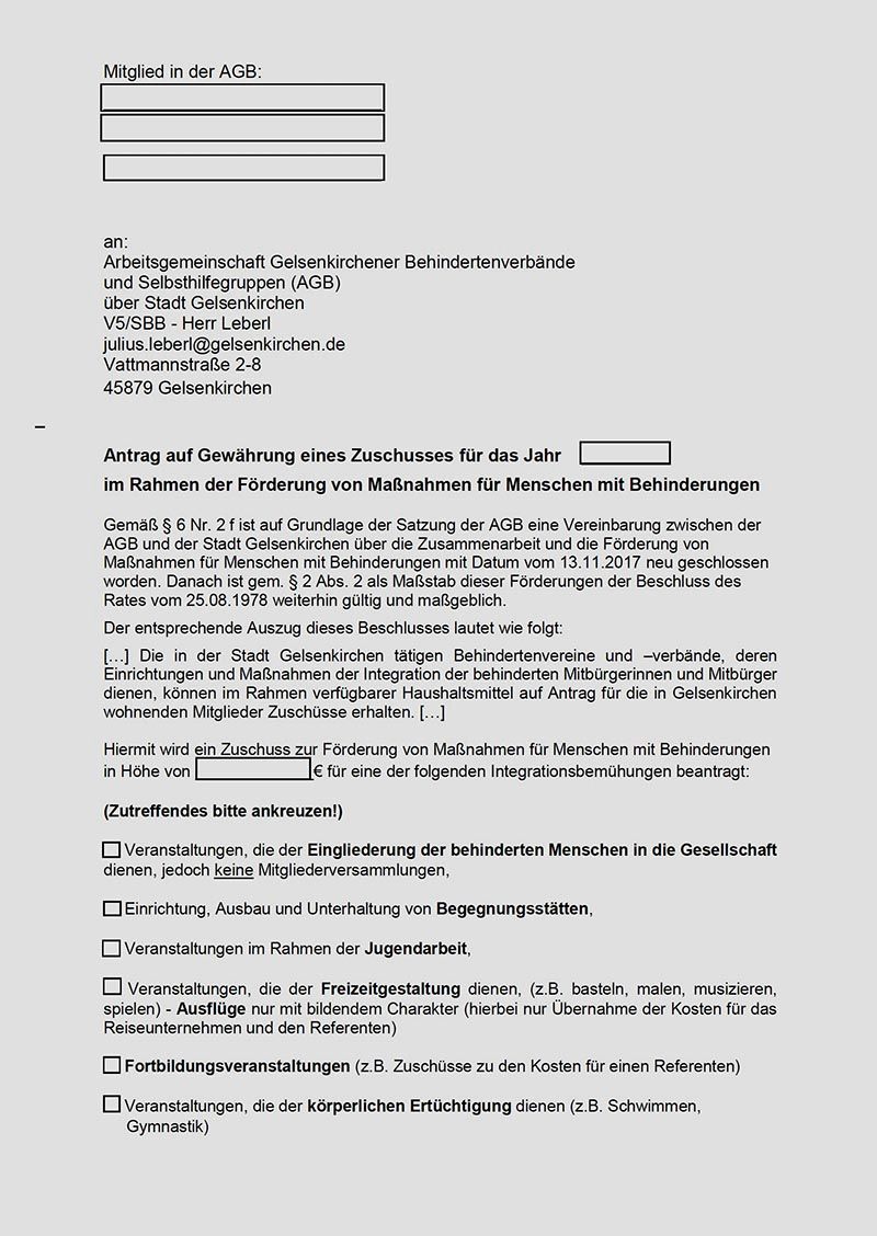 Abbildung Antragsformular