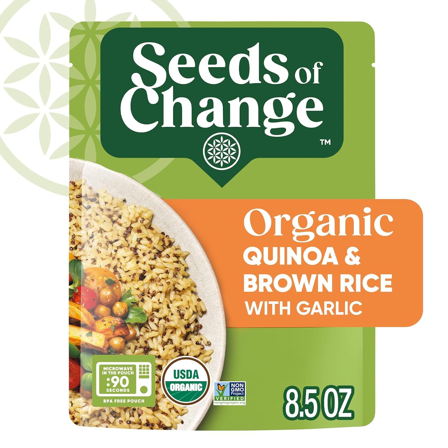 Seeds of Change quinoa and brown rice pouch with garlic, USDA organic, 8.5 oz.