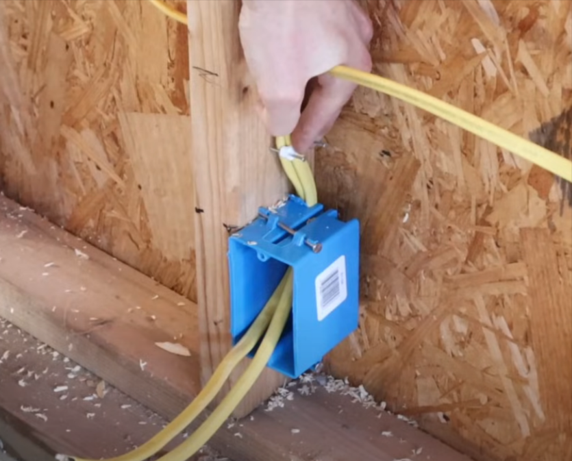 Garage electric is roughed-in and outlet boxes attached