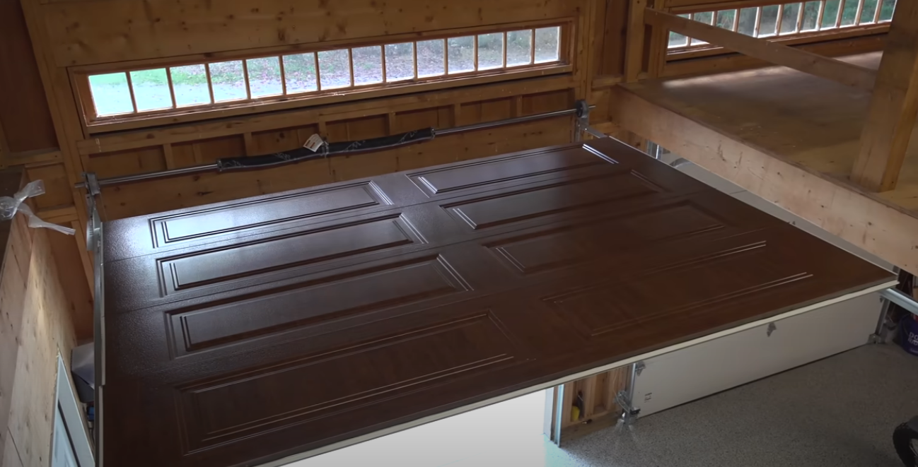 Door is installed during garage construction
