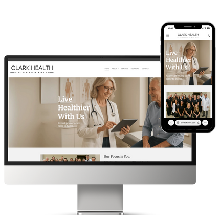 Multi-location primary care clinic website screenshots