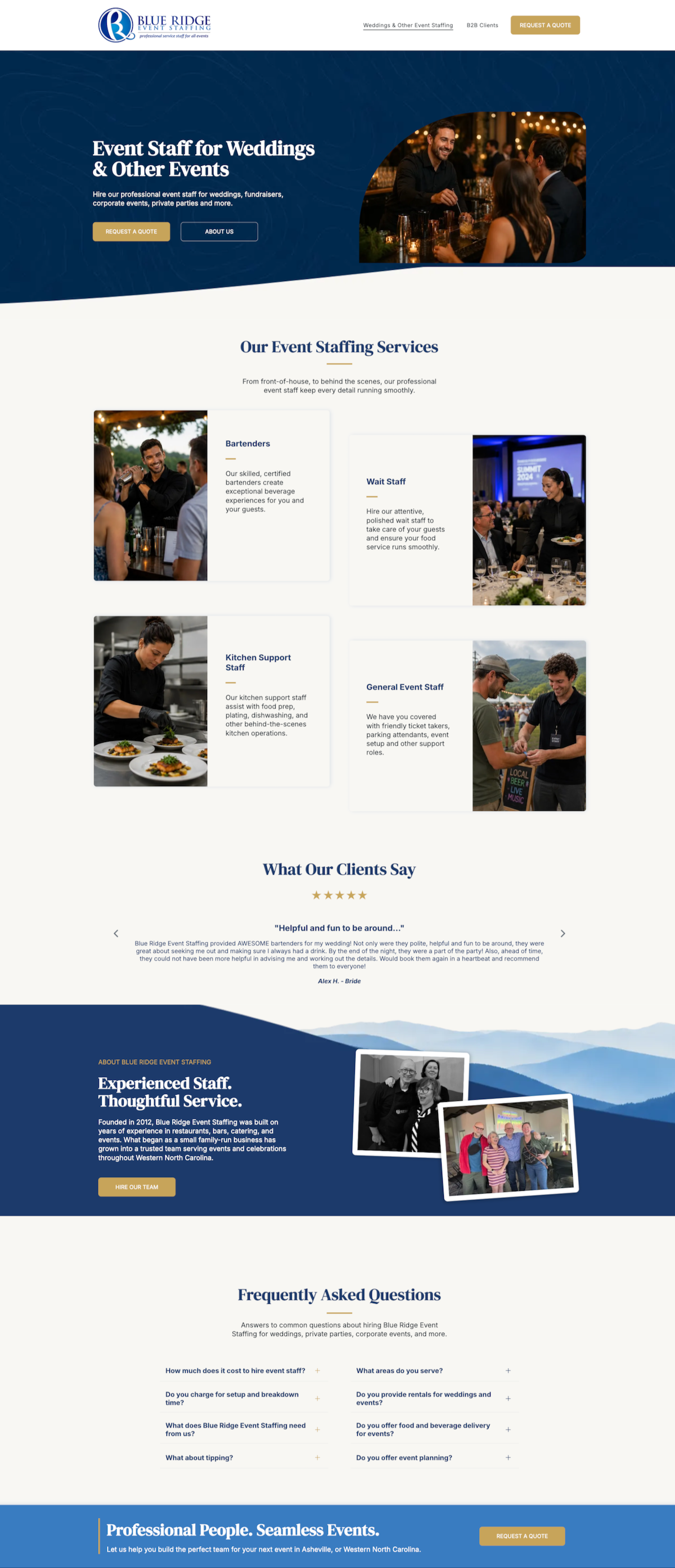 Event staffing company homepage screenshot