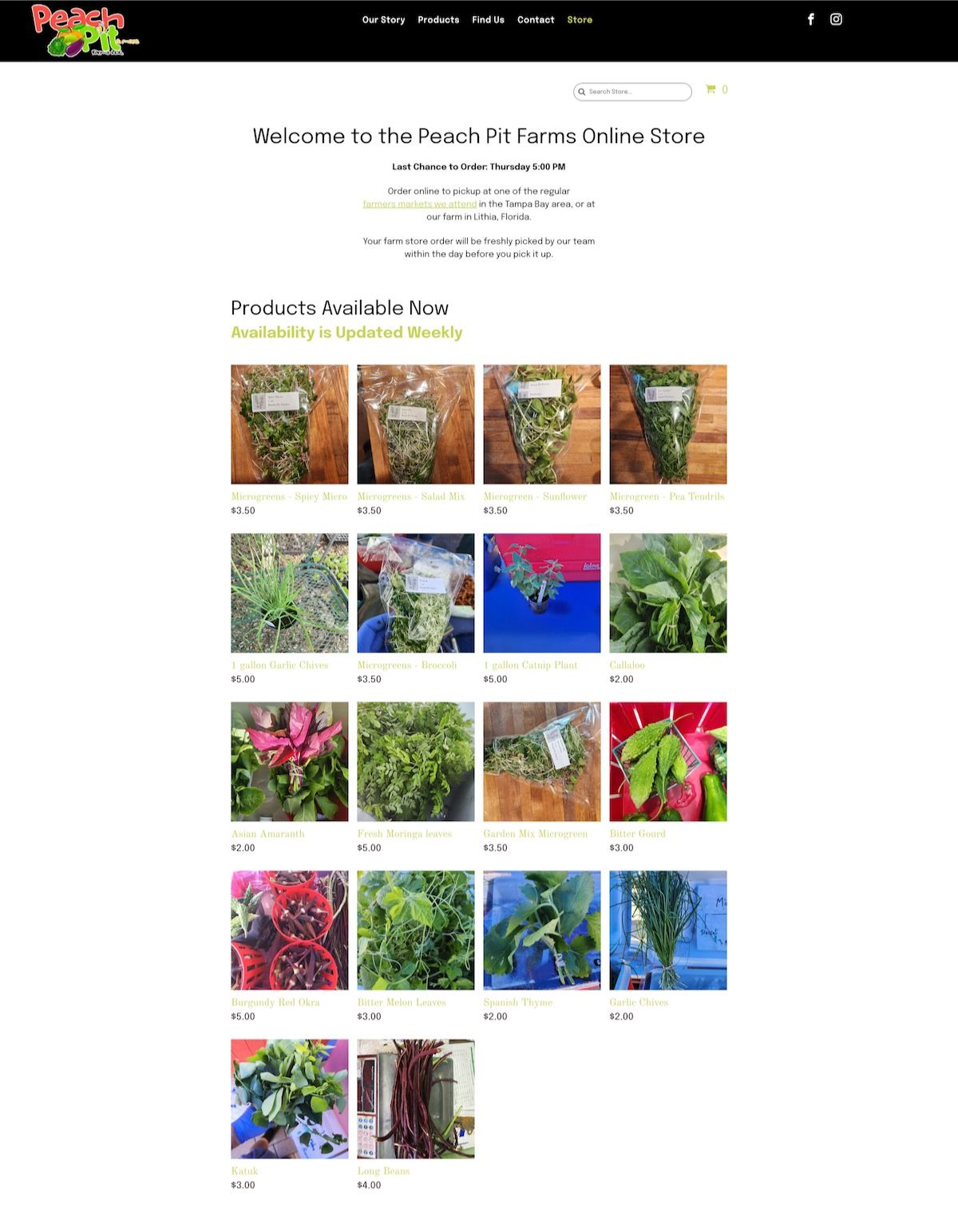 Duda e-commerce website screenshot for Peach Pit Farms