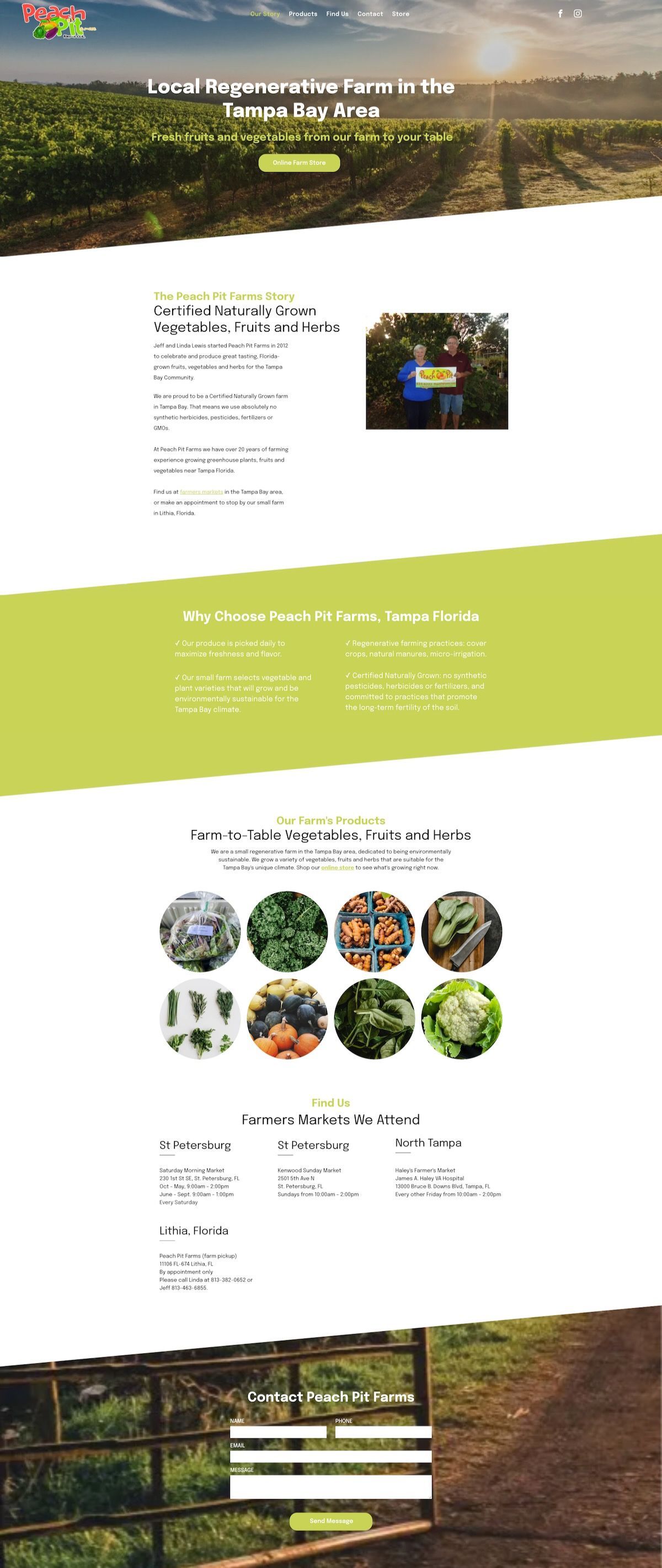 Duda e-commerce website screenshot for Peach Pit Farms