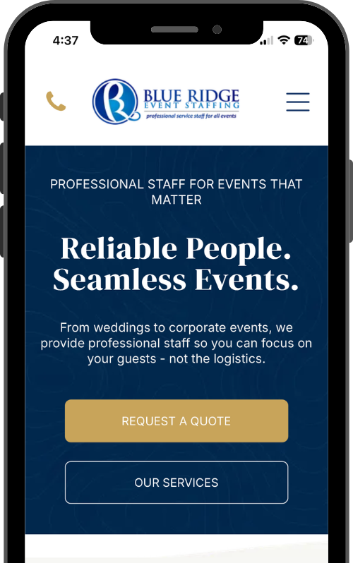 Responsive Duda website screenshot for an event staffing company