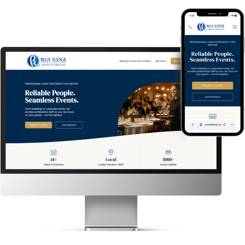 Screenshots of the website we rebuilt, on desktop and mobile phone