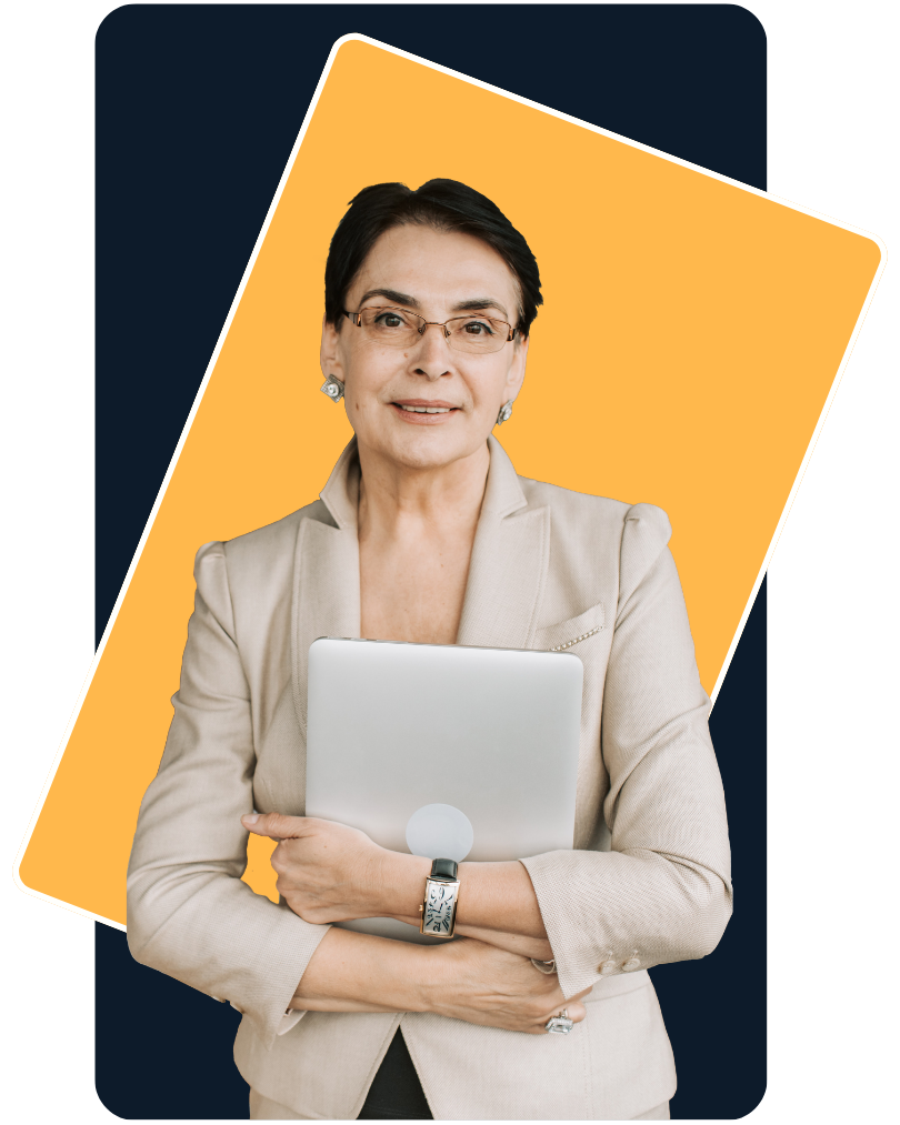 financial advisor holding a laptop with their website
