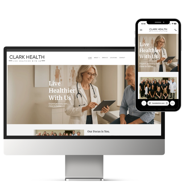 Screenshot of Website for Primary Care Clinic Network